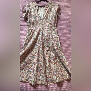 Vintage dress (maroon, blue, yellow, green, cream)